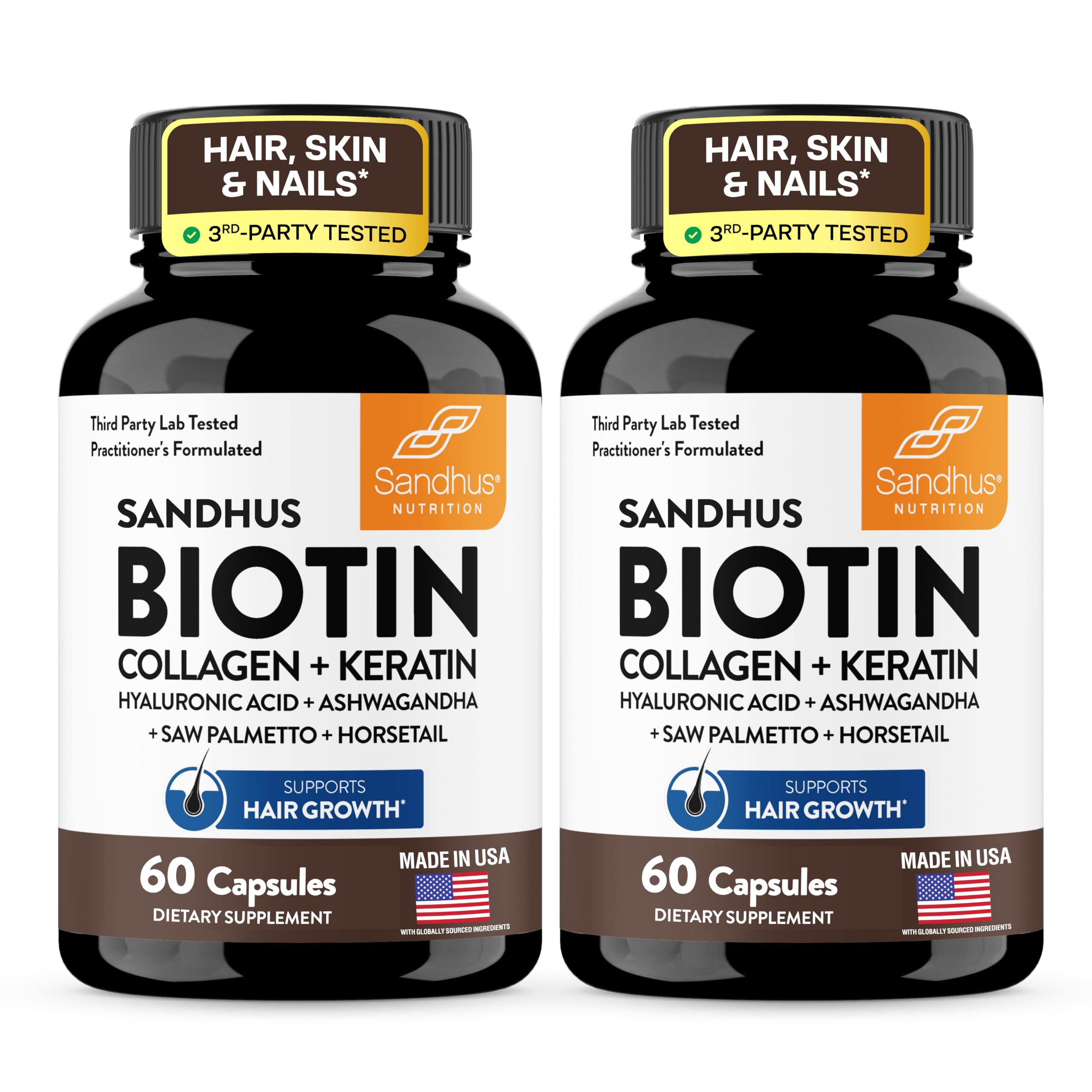 Sandhu's Biotin 6000mcg Collagen Keratin Hair Skin Nails Supplement, 60 Ct — Amazon image 11