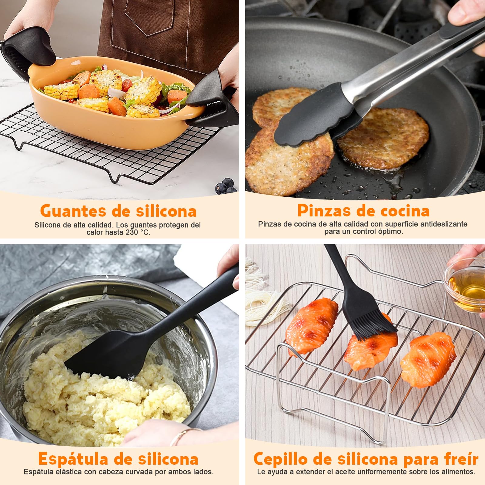 Molde Silicona Freidora de Aire para COSORI Dual Blaze TwinFry 10L,17 Piezas Reutilizable Accesorios Freidora de aire,para Air Fryer, Microondas, Horno Moldes de Silicona