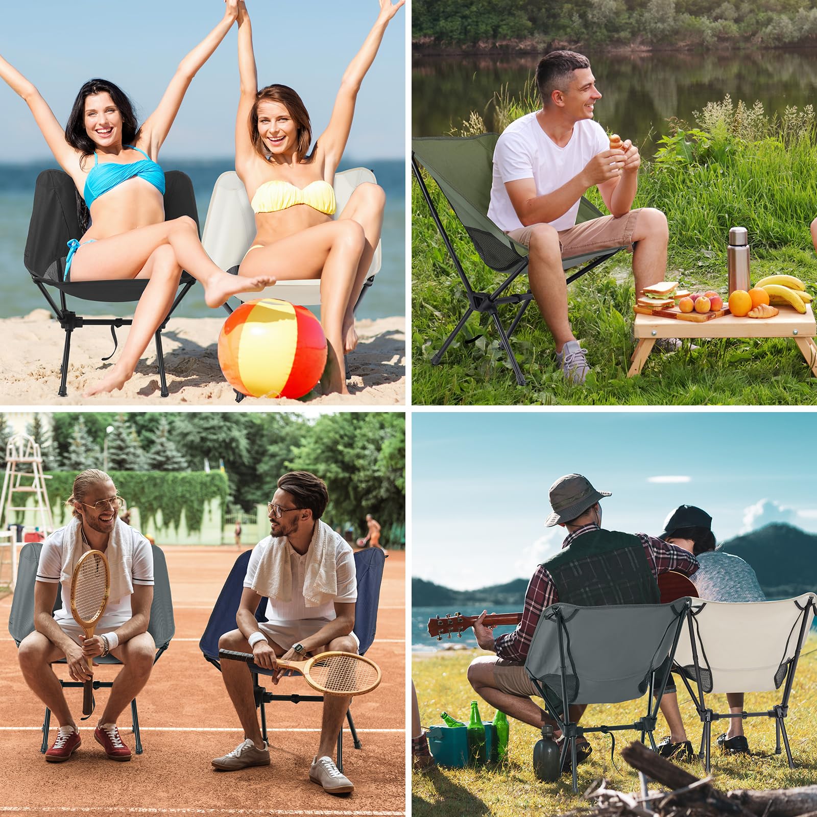 Sedie Pieghevoli da Campeggio Ultraleggera, Sedia da Pesca Piccolo con Borsa da Trasporto, Sedie Pieghevoli Portatile da Esterno Spiaggia Giardino Picnic, Verde