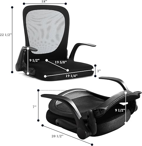 Miniatura 2 de Silla ergonómica plegable  Reposabrazos ajustable y respaldo de malla, asiento acolchado grueso para juegos de lectura y meditación, multiusos para