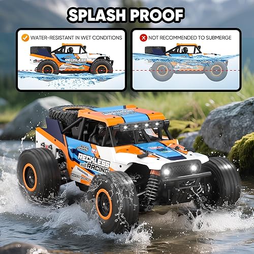 Miniatura 6 de Axirata Auto a control remoto, alta velocidad de 40+KMH todo terreno de juguete rápido a control remoto, 120 Monster RC Truck 4WD 2.4GHz impermeable