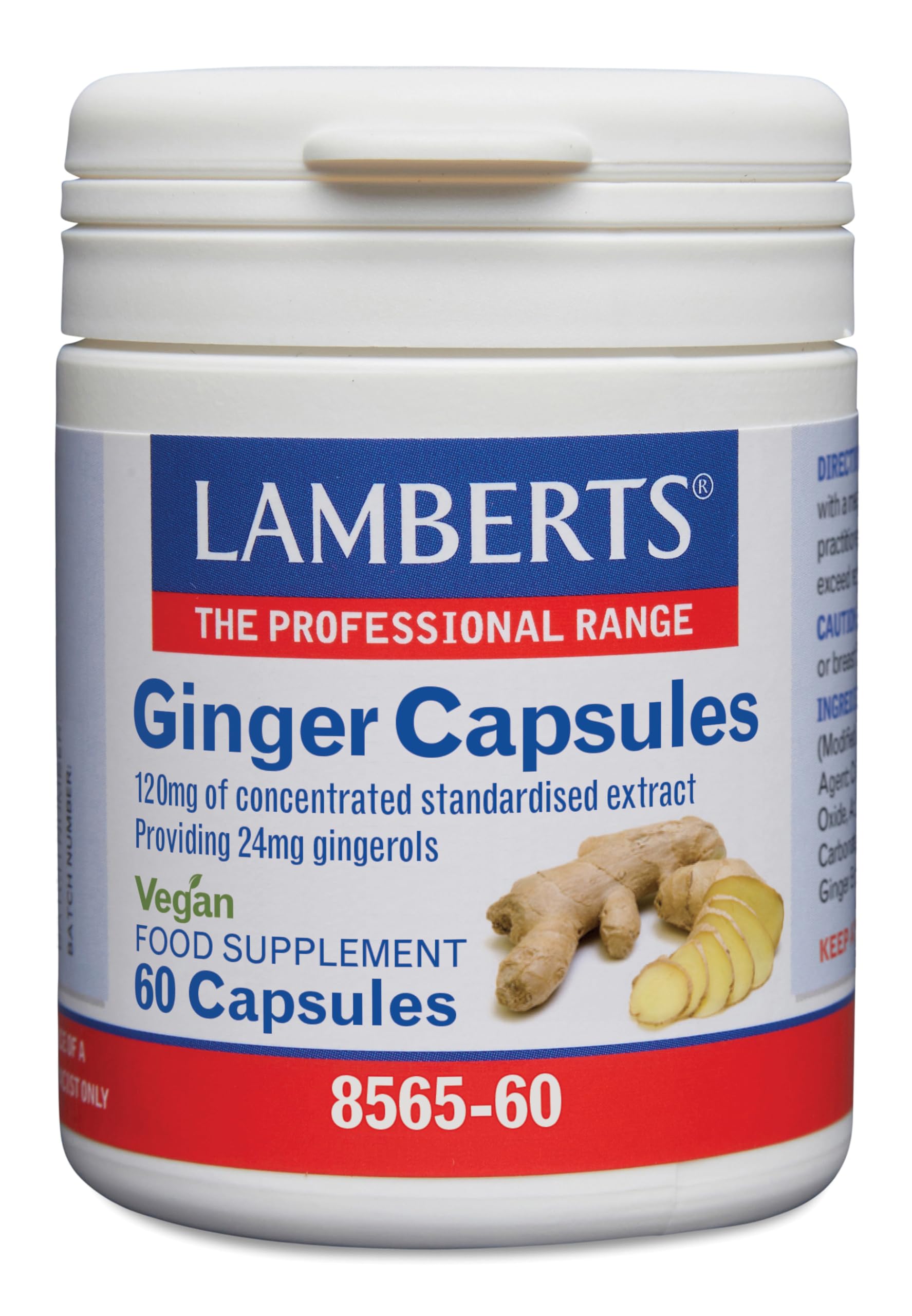 Lamberts Jengibre 120 mg | Extracto Concentrado (14.400 mg equivalente) | Digestión y Bienestar Digestivo | 60 Cápsulas | 60 Días | Calidad Farmacéutica GMP