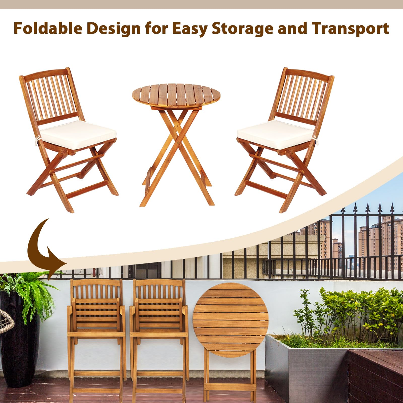 Bistroset, 1 klaptafel met 4 stoelen, wit - TéBé shop Bistroset, 1 klaptafel met 4 stoelen, wit - TéBé shop