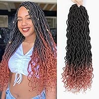 Vista 11 de Rastas de diosa de pelo de ganchillo de 18 pulgadas, 6 paquetes, pelo de ganchillo postizo previamente enrollado, pelo de ganchillo suave