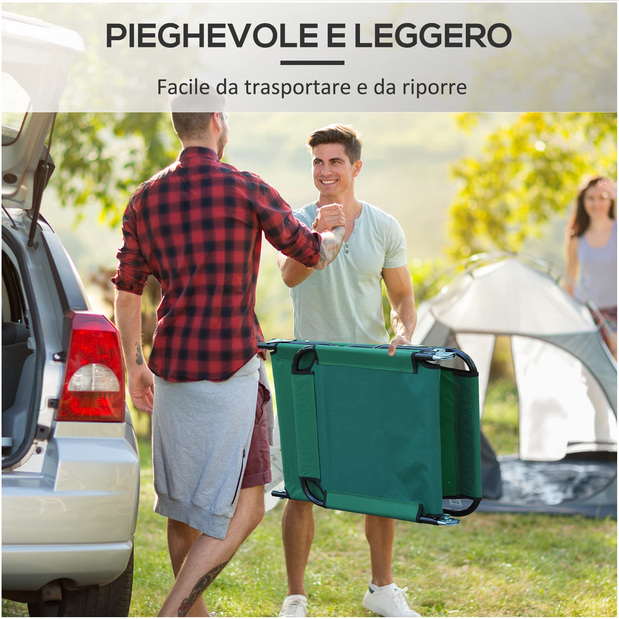 Outsunny Lettino Prendisole Pieghevole Reclinabile 188x56x28 cm Verde | Schienale Reclinabile 5 Livelli, Sdraio da Giardino, Seduta Traspirante in Tessuto Oxford, per Piscina Giardino