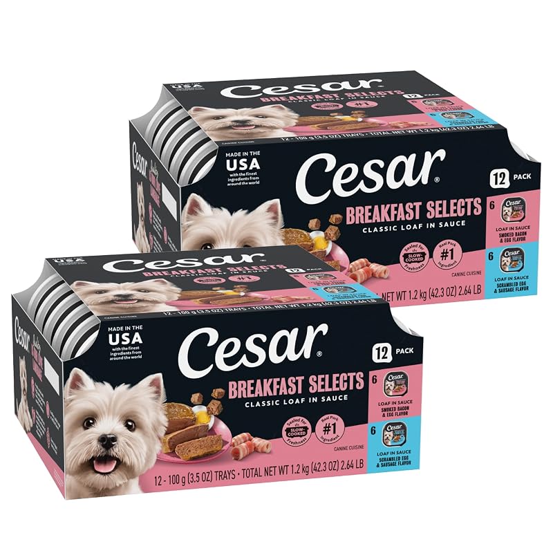 Ração úmida para cães Cesar Breakfast Selects, sabores variados, 99 g, pacote com 24
