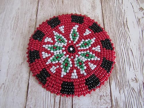 Miniatura 2 de Rosetas tribales con cuentas de cristal de 3.0 in, para manualidades nativas de piel, coser en Regalia Pow, Wow 10d