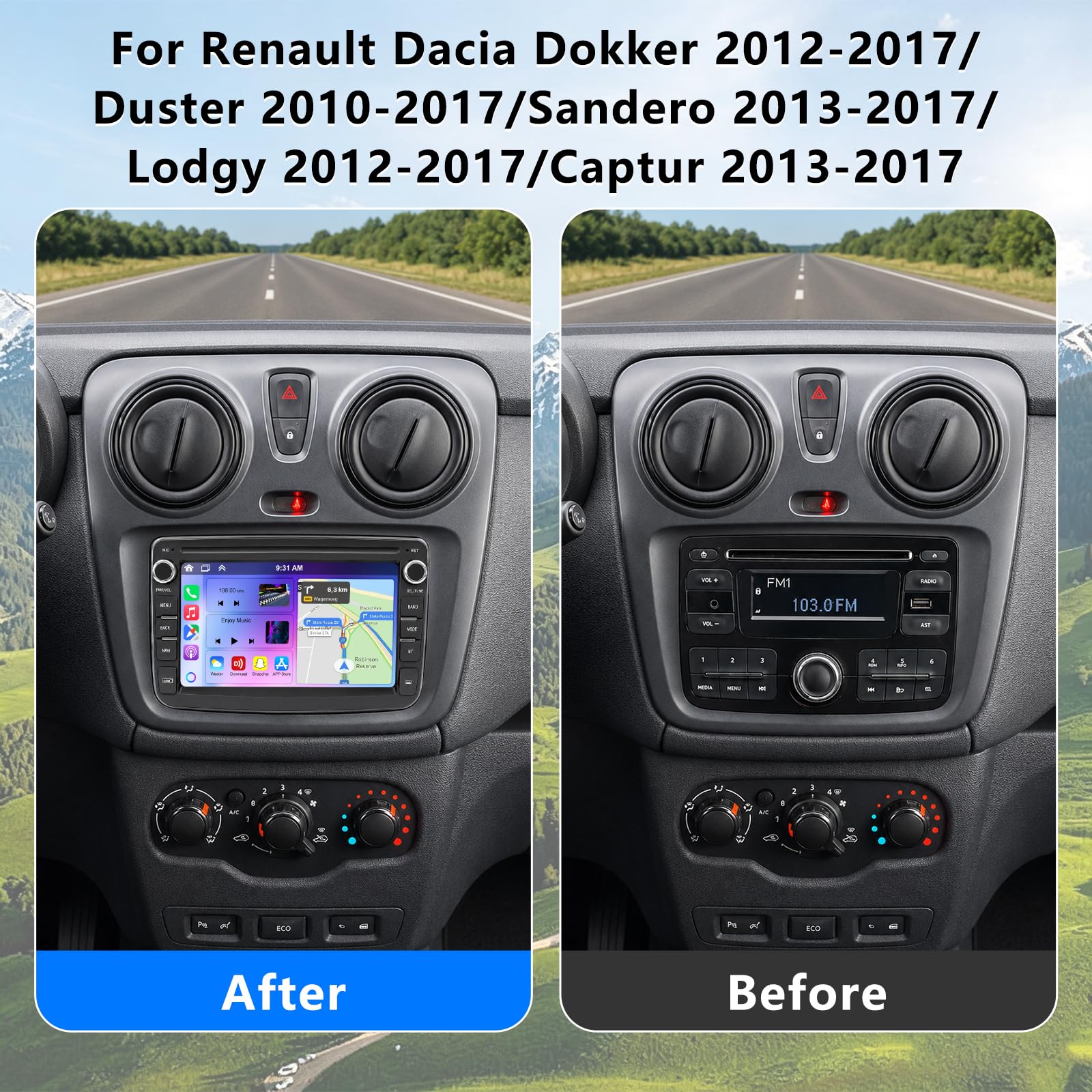 7 Zoll Autoradio für Renault Captur/Dacia Dokker/Sandero/Lodgy/Duster 4+64G
