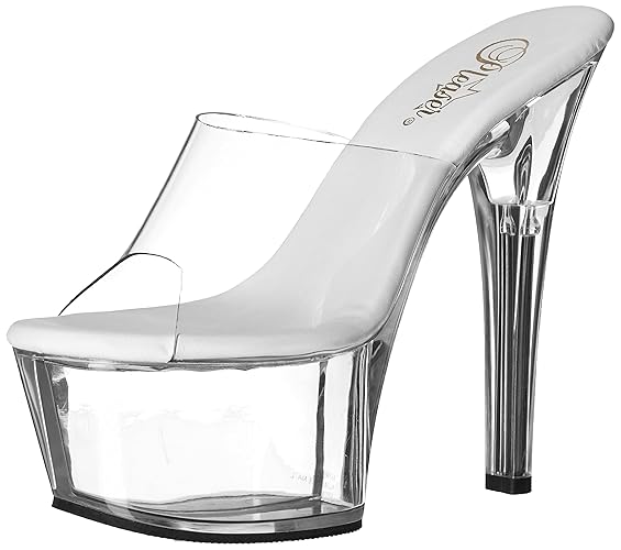 Pleaser Women's Aspire-601 Platform Slide - 5 - Clear/Clear