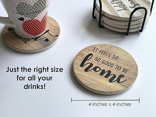 Miniatura 5 de PANCHH - Posavasos rústicos de piedra y corcho para bebidas, absorbentes, juego de 6 posavasos con soporte, el mejor regalo de inauguración de la