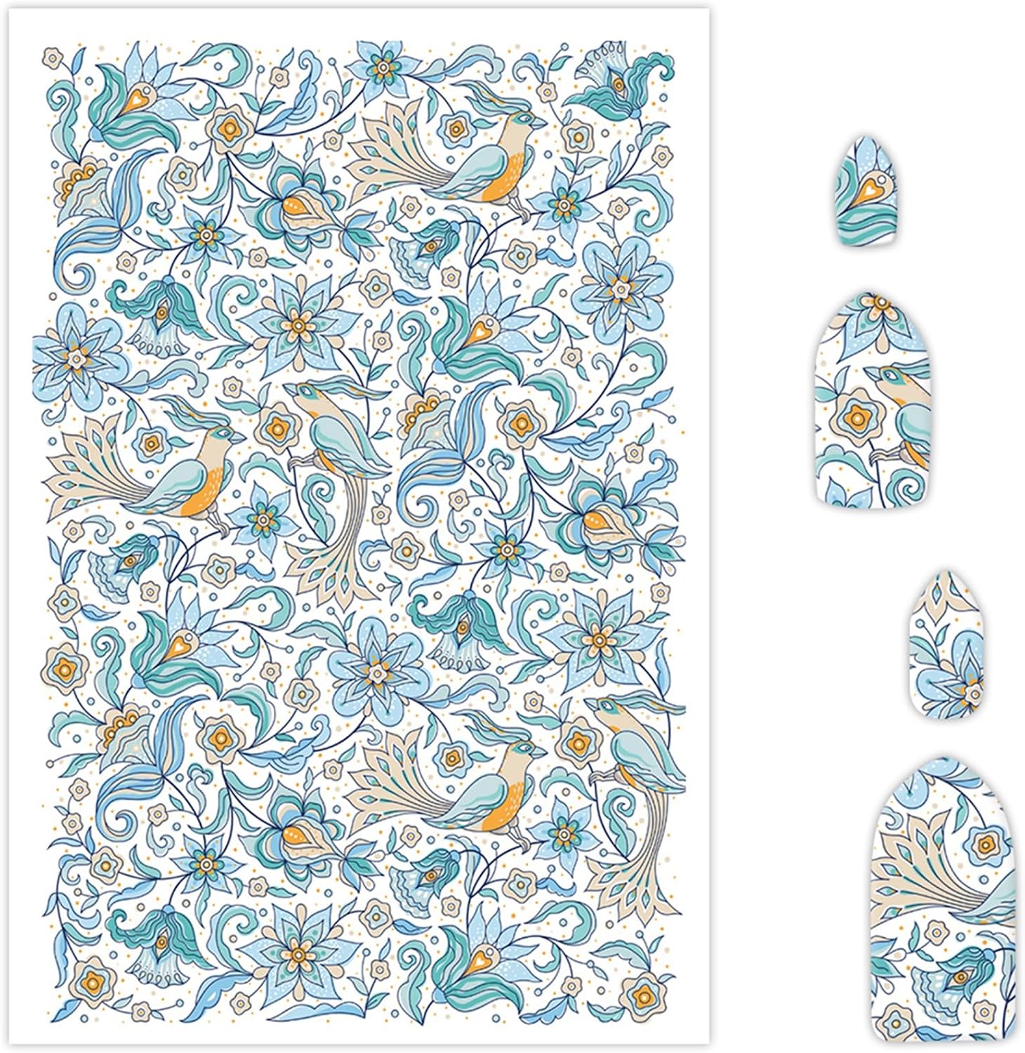 Briartw 10 Sheets Polymer Clay Transfer Paper - Blue Bird Blossom Pattern - Per Sheet 5.82 x 3.93 inch - Water-Soluble Transfer Sheets Disposable Stickers for DIY Clay Jewelry Earrings Making
