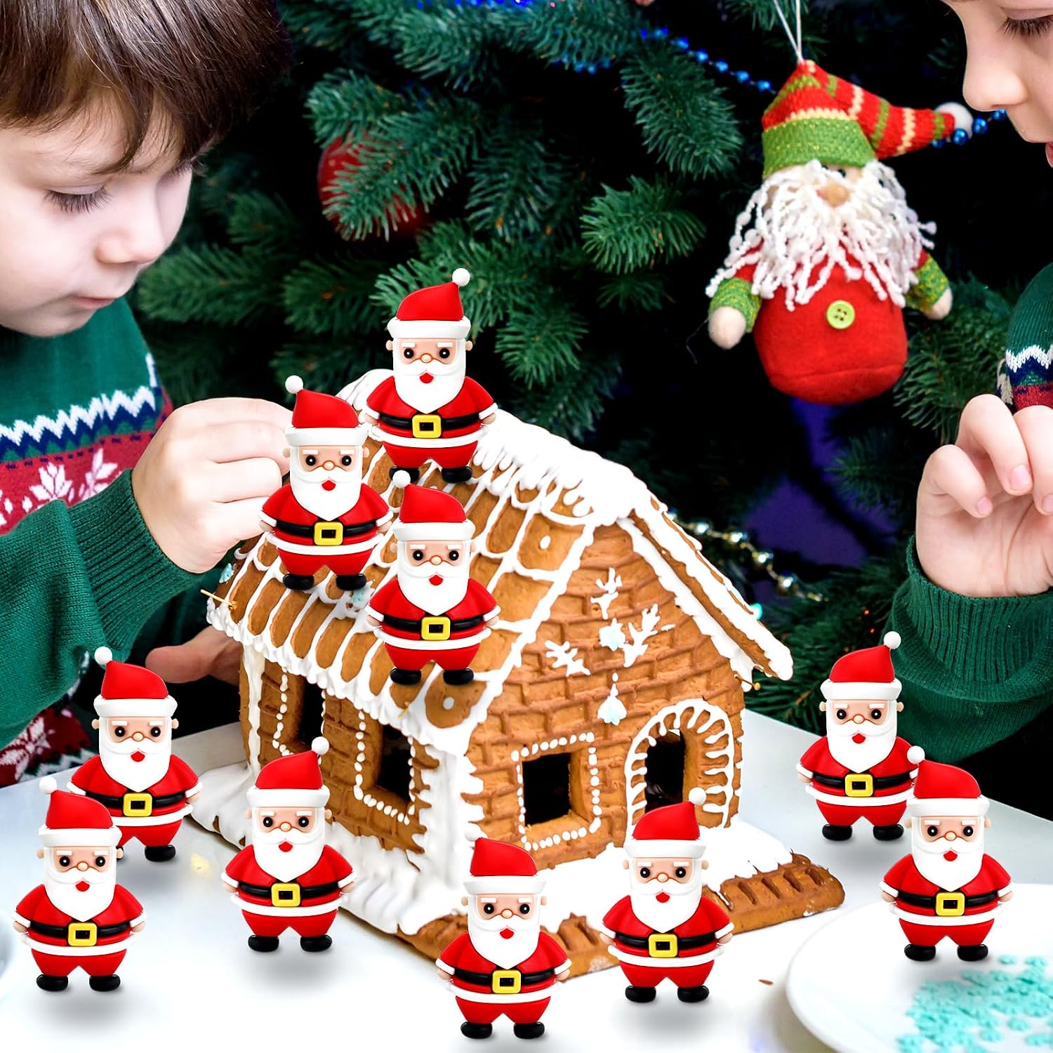 Liliful 36 Pcs Christmas Santa Decorations Santa Figurines Miniature Tabletop Collectible Figurine Christmas Stuffed Stockings Home Decor for Holiday Party Xmas Gifts Decorations