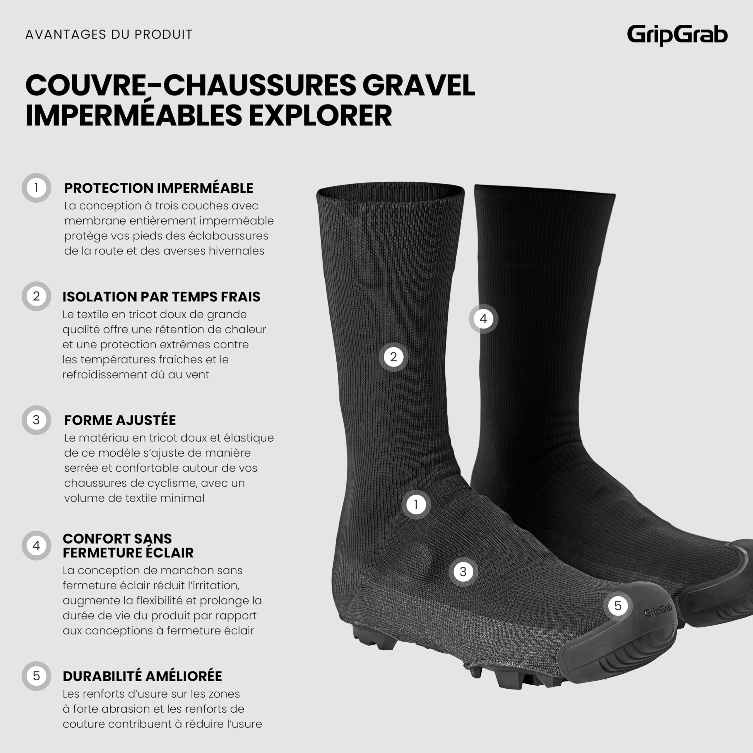 GripGrab Surchaussures Cyclisme Gravel VTT Imperméables Explorer Couvre-Chaussures Vélo Pluie