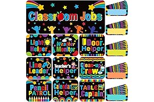45 Pieces Classroom Jobs Chart Bulletin Board Sets with Name Tags Class...