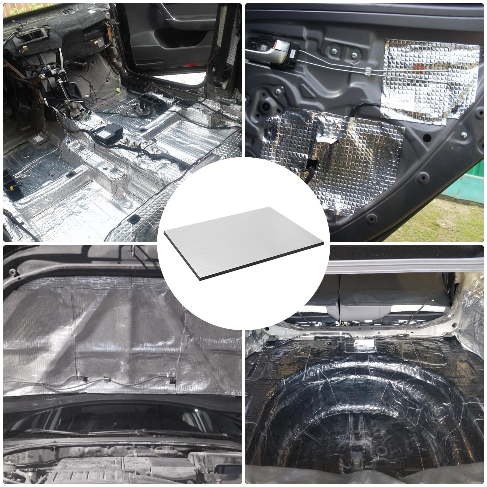 Pannello Isolante Termico Adesivo 250x180x5mm 12 Pezzi Impermeabile Fonoassorbente per Auto