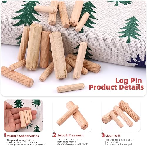 Miniatura 4 de Hilitchi 508 pines de madera estriada de 14 de pulgada, 516 pulgadas, 38 pulgadas, 12 pulgadas, con pasadores de clavija, punto central, clavijas de