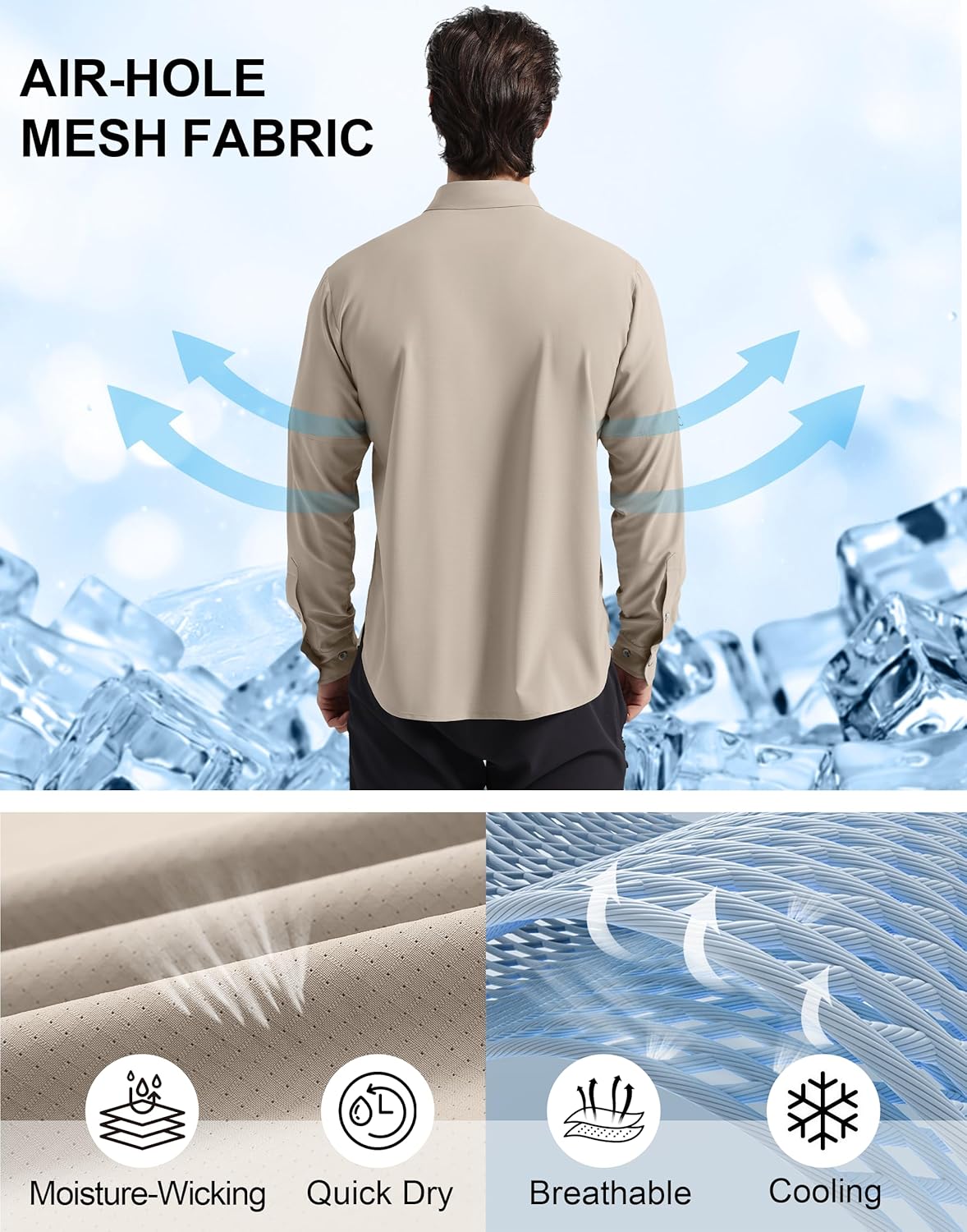 Pioneer Camp Men's Fishing Shirts Long Sleeve UPF50+ Sun Protection UV Button Down Shirts Quick Dry Cooling for Hiking Safari - Image 4