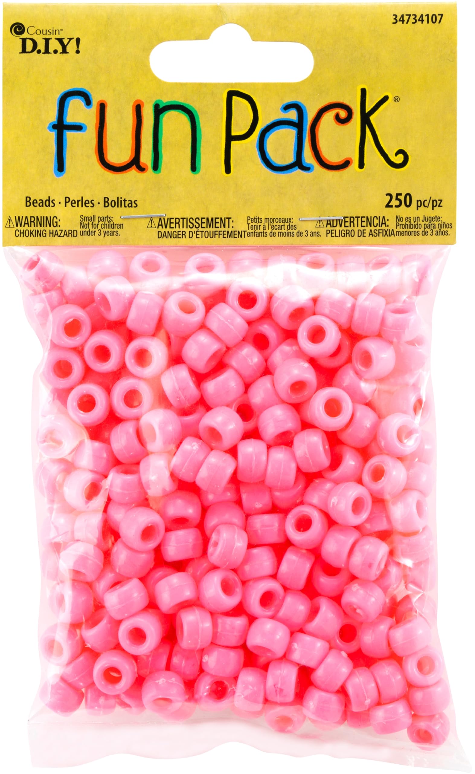 Cousin Fun Packs 250-Piece Pink Pony Beads