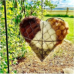 waabose Zupfherz für Vögel, Nistmaterial für Wildvögel, Nachfüllbares Handgefertigtes Wollherz für Vögel, Ideales Nistmaterial für Vögel Draußen für Gartenvögel & Gartendekoration (1)