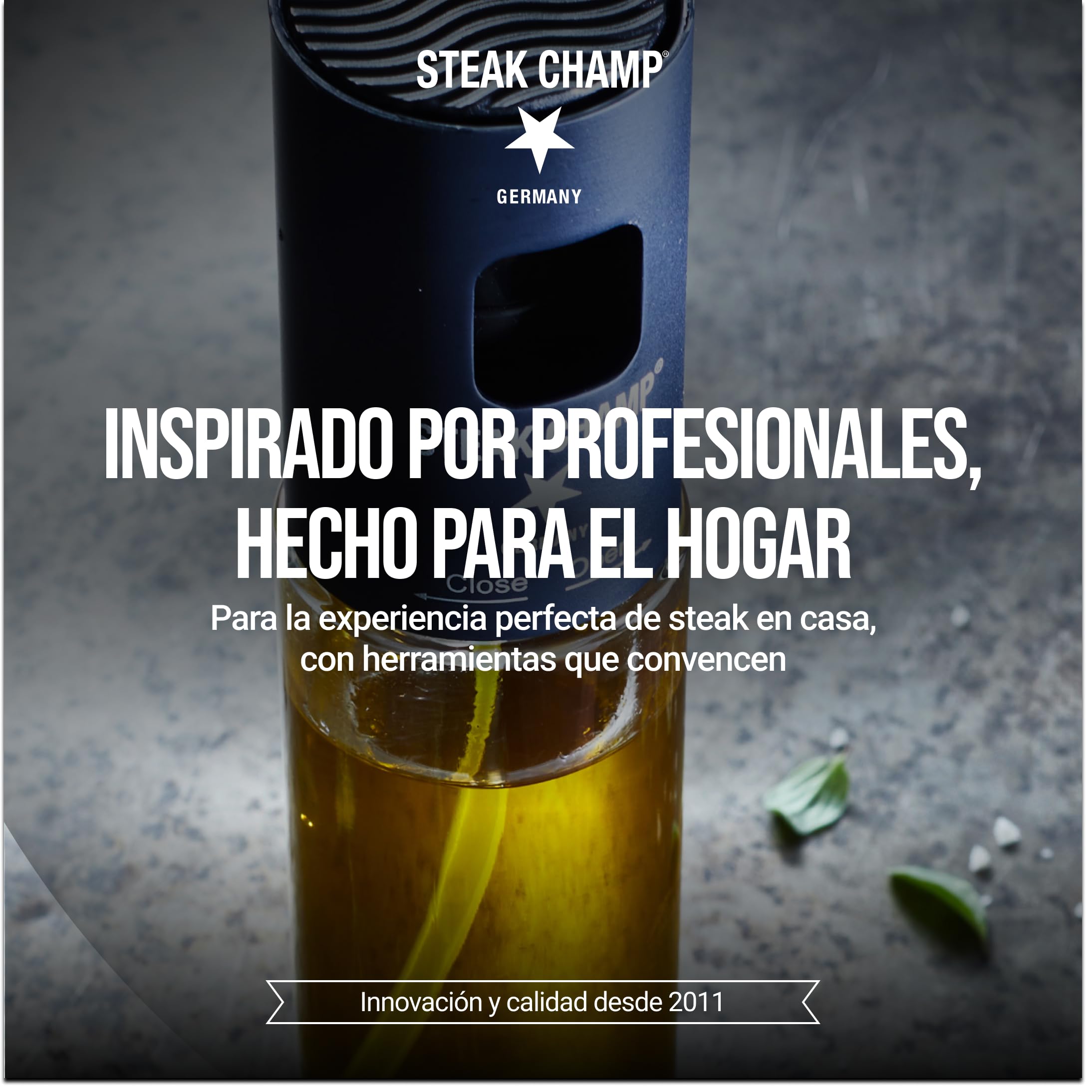 Steakchamp Botella pulverizadora de aceite, filtro antiobstrucción para aceites de temporada, dosificación precisa, vidrio claro, botella pulverizadora de aceite