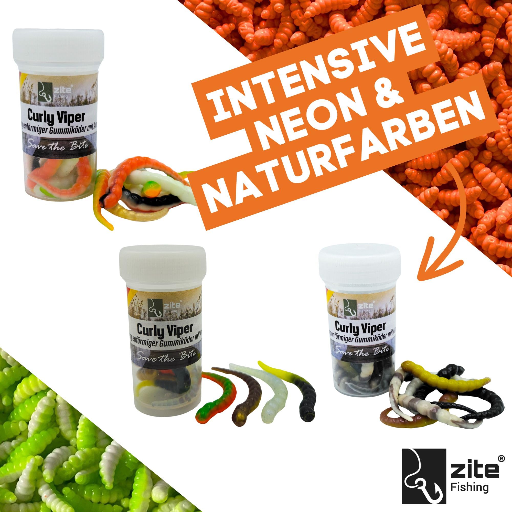 Zite Fishing Curly Viper Forellen Gummiköder 8 STK, 6,5cm