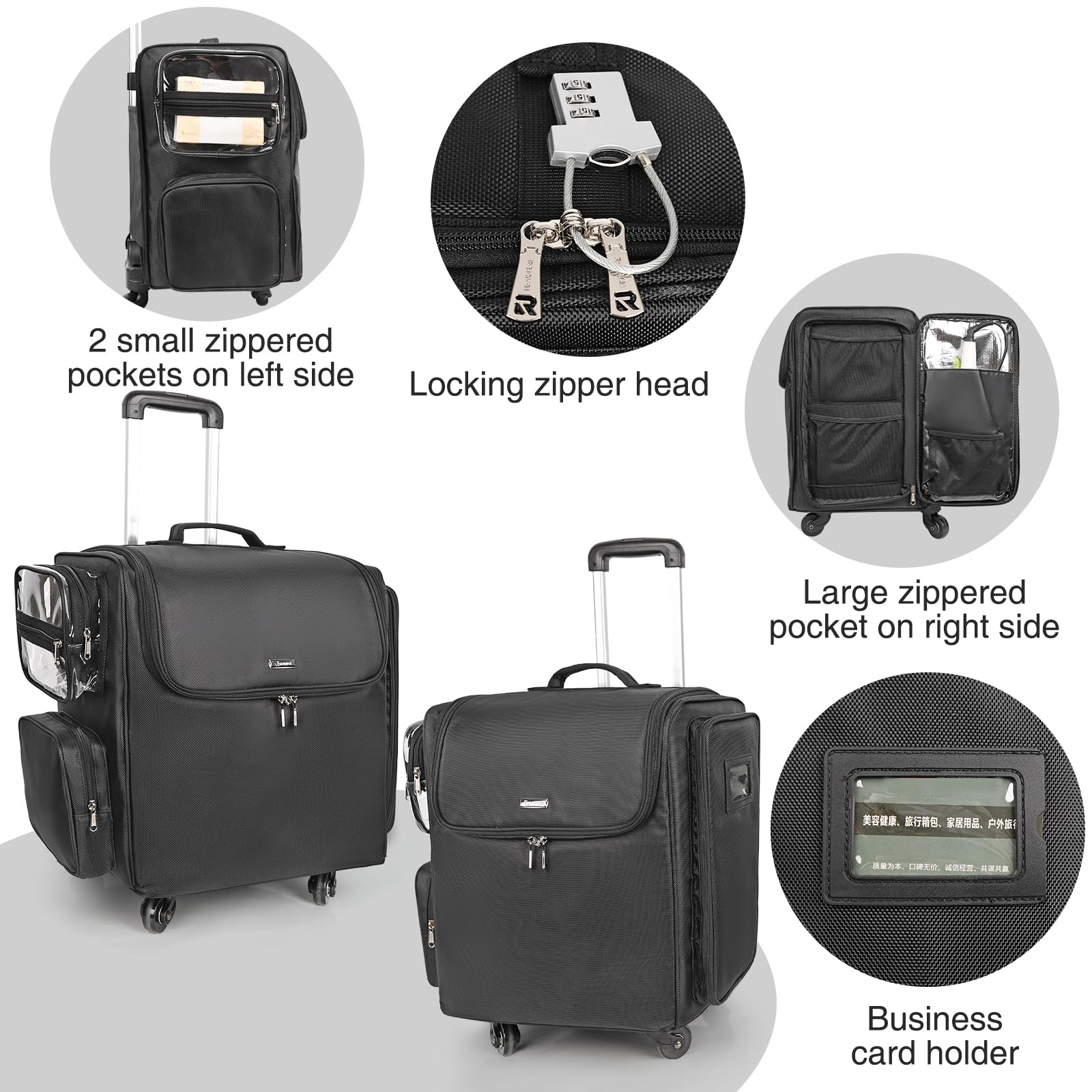 Rolling Kosmetikkoffer, Friseur Reisetasche mit 4 Rädern, Wärmedämmung volle Schicht, justierbare Teiler, Haar Werkzeuge und Kosmetik Speicher Organizer Trolley Koffer Make-up Warenkorb
