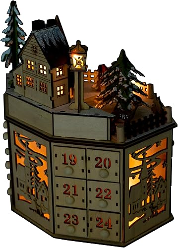 Miniatura 4 de Clever Creations calendario de Adviento de madera, luces brillantes y alegría navideña, decoración perfecta para tu hogar