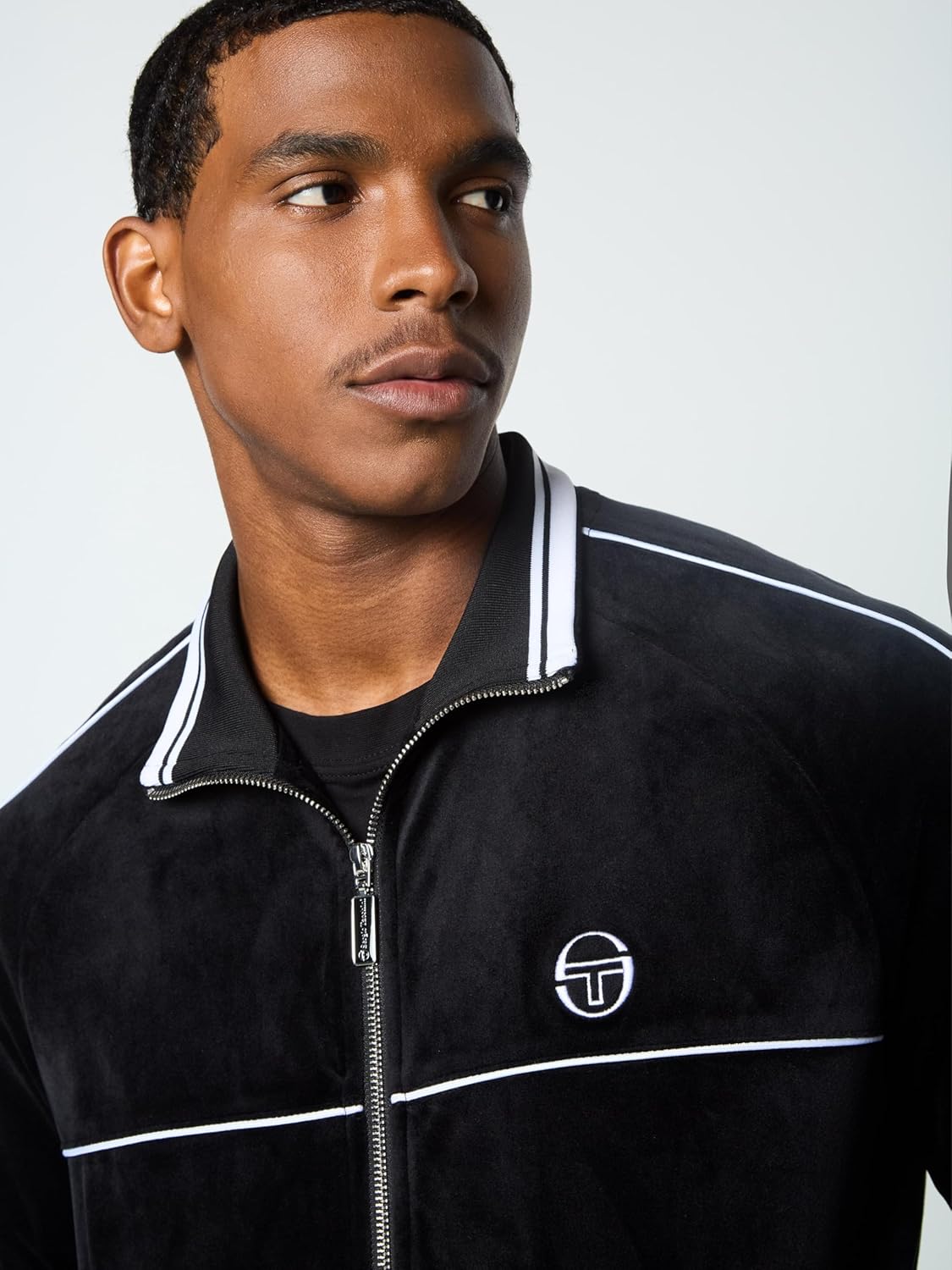 Sergio Tacchini Lioni Velour Track Jacket- Black Beauty - Image 3