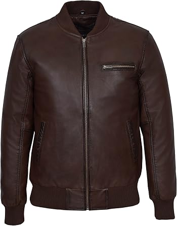 Smart Range New Mens Brown Napa Classic Biker Style Italian Fitted Real Leather Jacket 275-Z