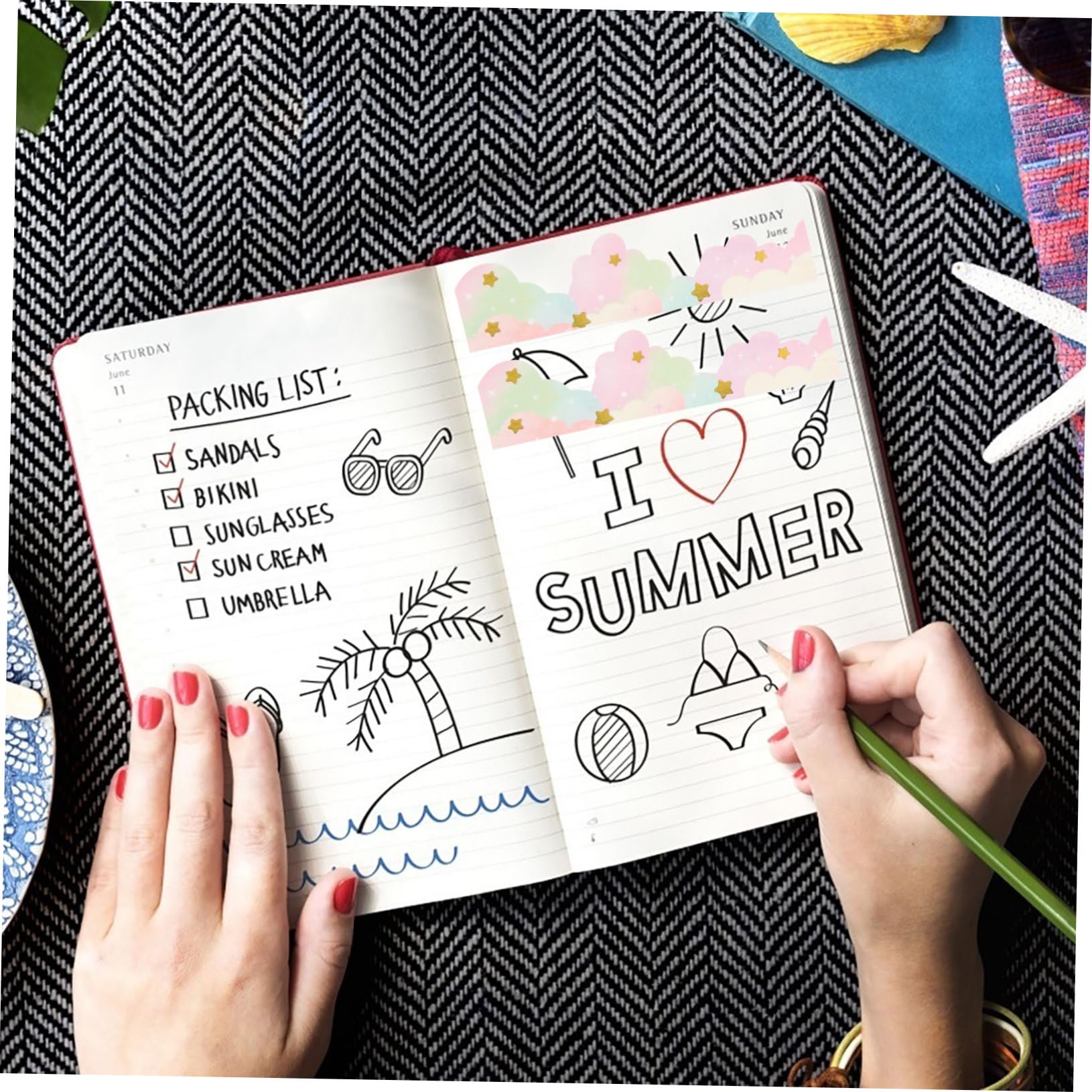 Operitacx 18rollos Cintas Washi Para Scrapbooking y De Diseño y Para y Manualidades