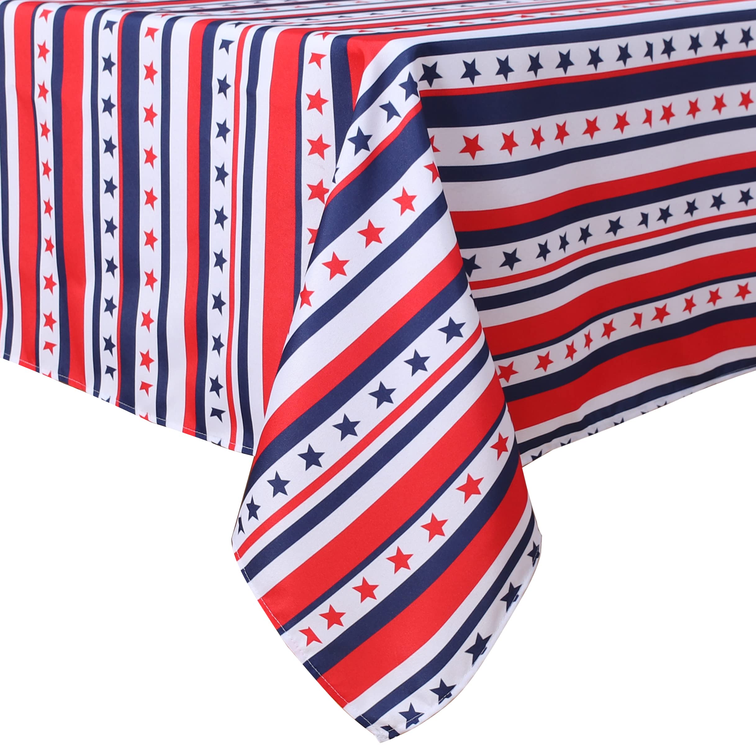 LUSHVIDA American Flag Rectangle Table Cloth- Stars and Stripes Patterned Washable Microfiber Tablecloth Patriotic Flag Print Table Cover for Holiday Party Kitchen Dinning, 150 GSM, 60 x 84 inch