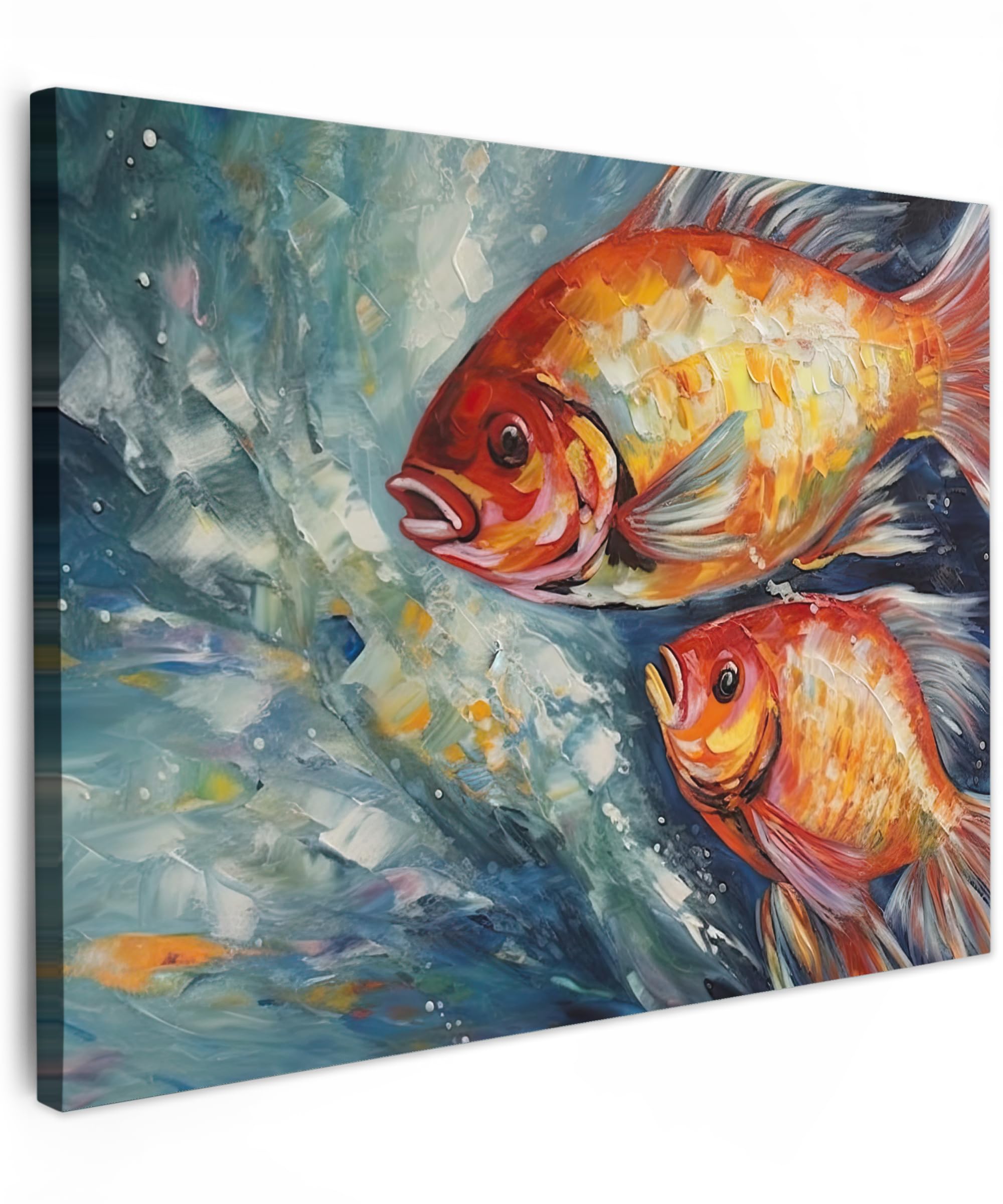 MuchoWow© Canvas Wall Art 28"x20" / 70x50 cm Decor Paintings Prints framed on Canvas Decorations Wallart Fish - Water - Animals - Art - Oil painting
