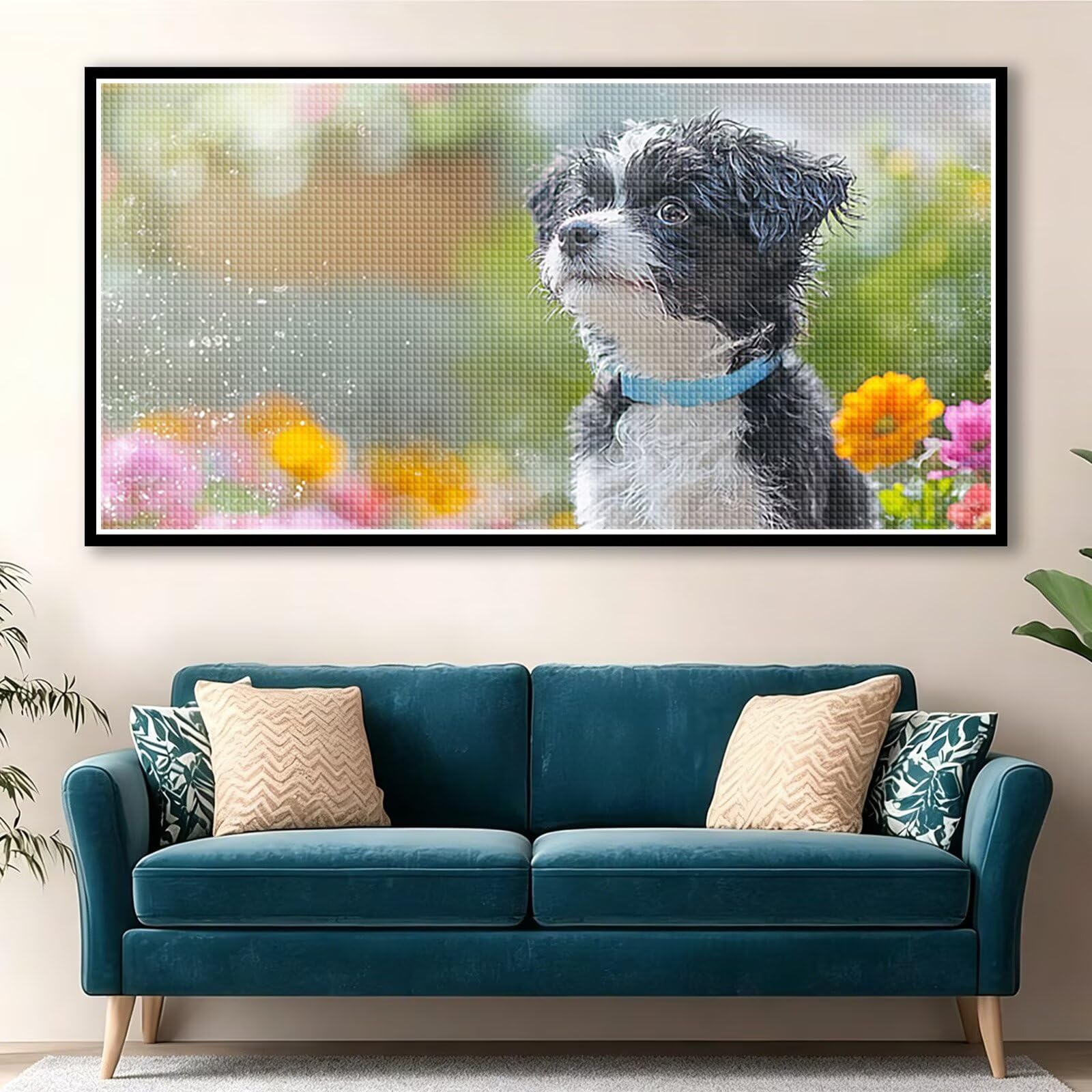 Diamond Painting Adultos Animal Pintura Diamante, Perro Diamond Painting 5D Completo, DIY Cuadrado Bordado Punto de Cruz Cuadros de Diamantes Kit para Decoracion Hogar, Regalo Mujer 160x80cm 0J-646