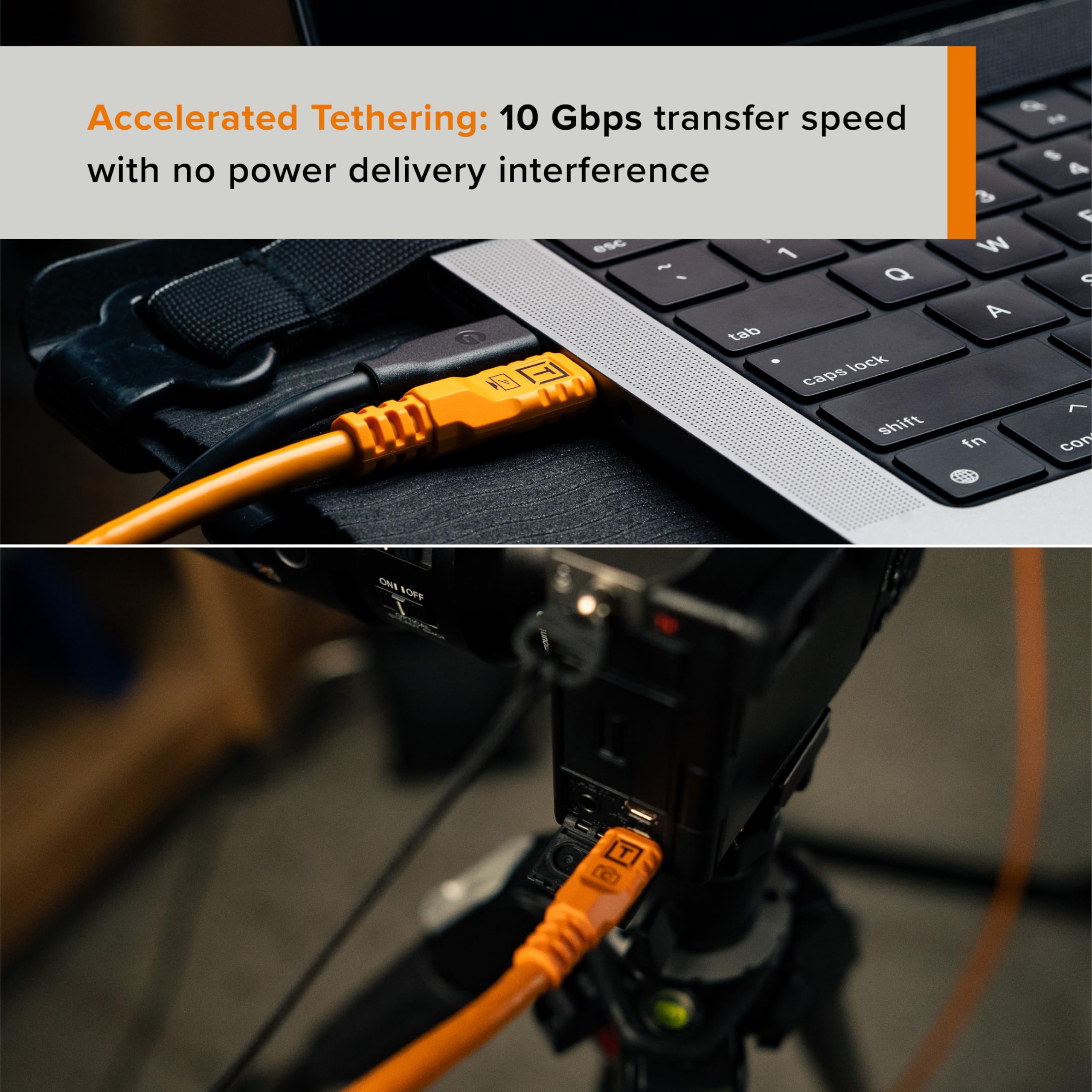Tether Tools TetherPro USB-C Optima 10G diritta arancio 9,4m