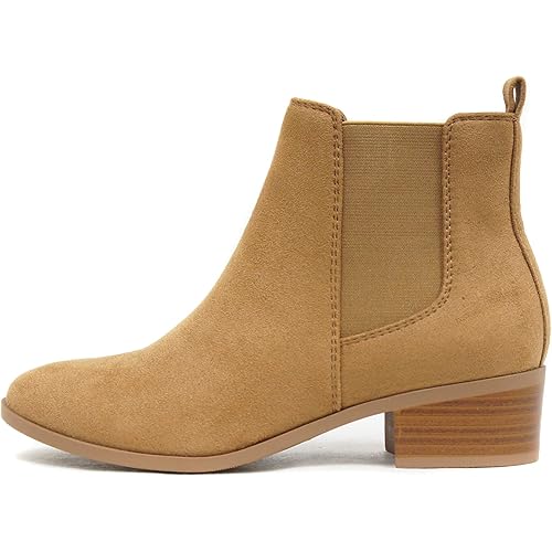 Soda TEAPOT ~ WOMEN STACK LOW BLOCK HEEL CHELSEA FASHION ANKLE BOOTIE W/DOUBLE ELASTIC GORE