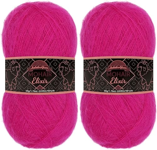 Vista 12 de JubileeYarn Mohair Elixir Yarn - 50 g/madeja Lana mezcla para bebé - Mimosa - 2 madejas 04 Mimosa