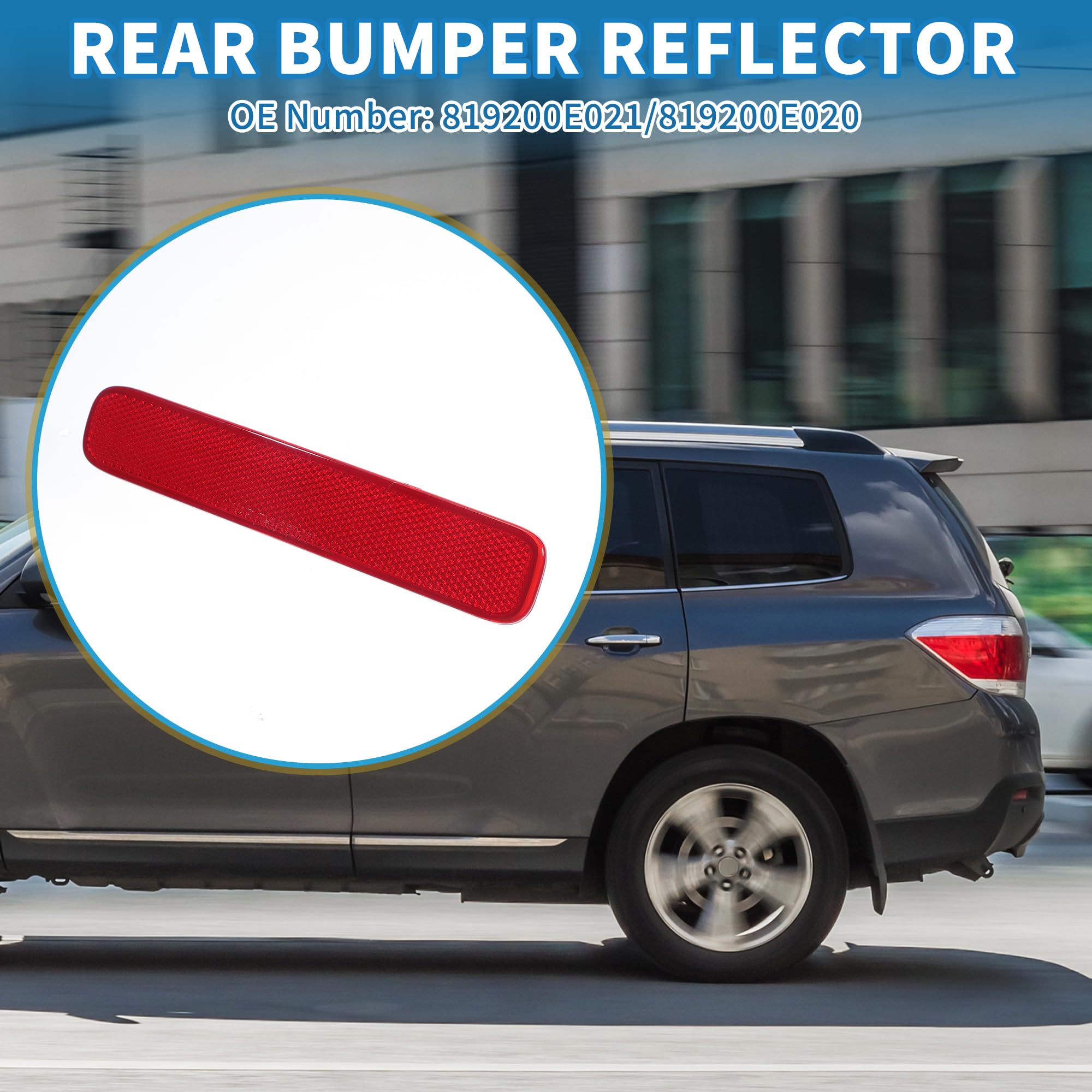 A ABSOPRO Rear Left Side Bumper Reflector No.819200E021/819200E020 Bumper Reflector Side Marker for Toyota Highlander 2011-2013 ABS Red