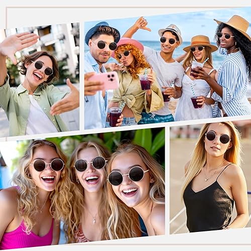 Miniatura 6 de CHRORINE Gafas de sol hippie redondas de los años 70, lentes retro para mujeres y hombres, accesorio de fiesta, festival, moda, gafas de sol vintage