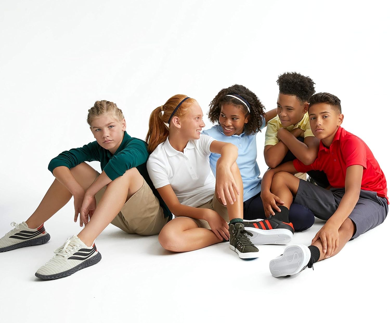 French Toast Girls 2 Pack Short Sleeve Stretch Piqué Polo, White, XL(14/16) - Image 6