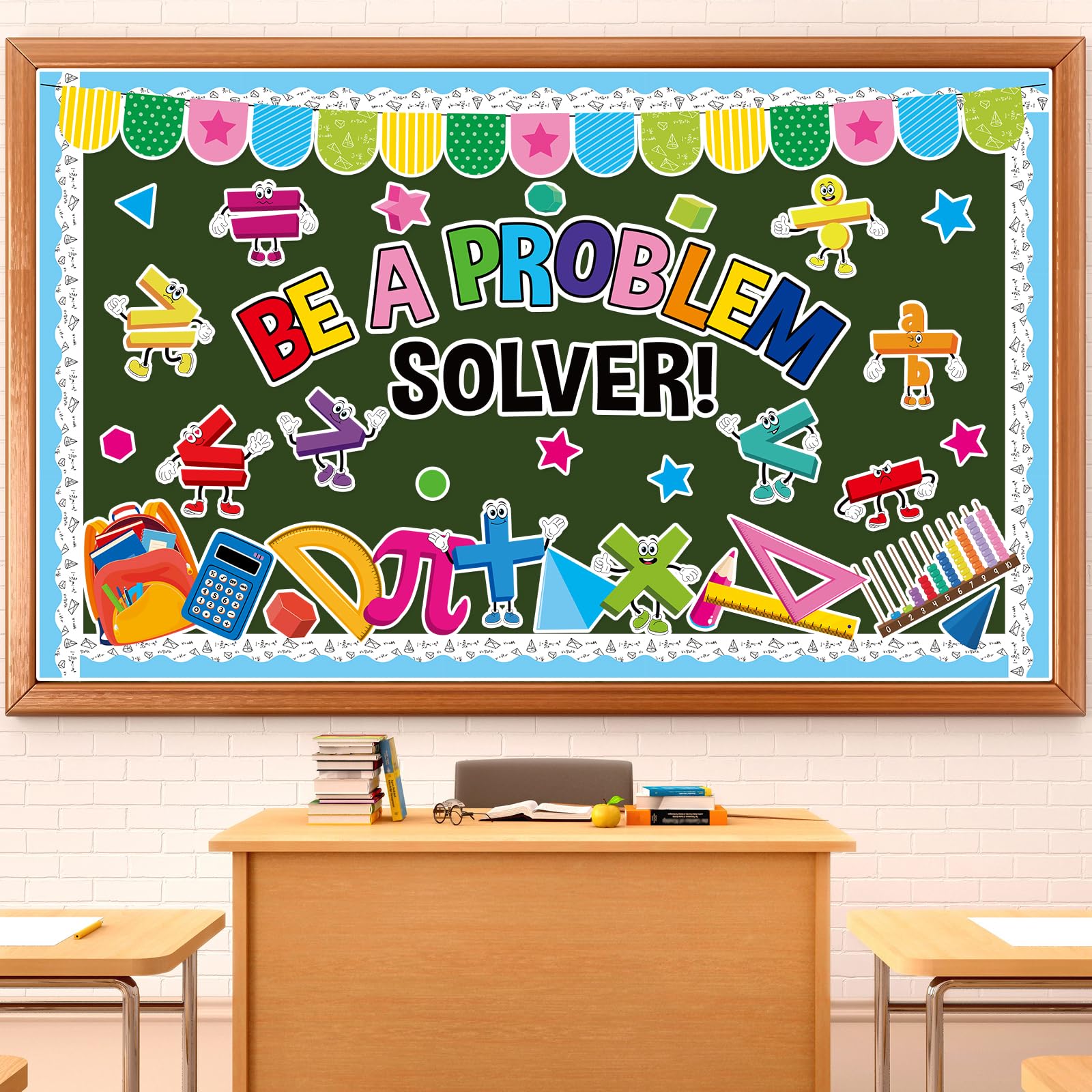 Justforjoyful 79Pcs Math Classroom Bulletin Board Decorations Mathematics Symbol Cutouts Be a Problem Solver Classroom Wall Decor for Educational