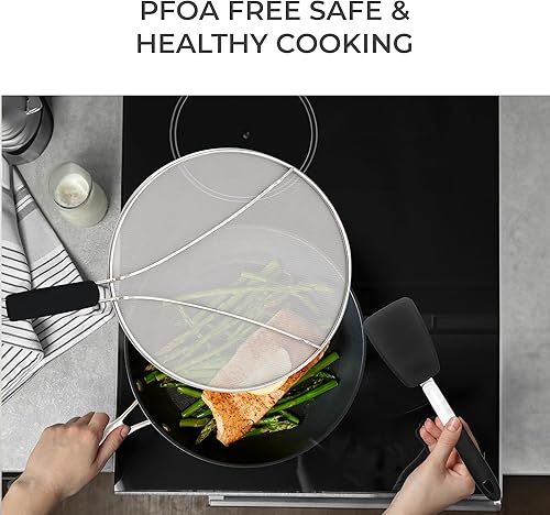 Miniatura 3 de Sartén antiadherente juego de utensilios de cocina de 10 pulgadas sartén anodizada dura tapa y espátula de silicona sartén para huevos sartenes