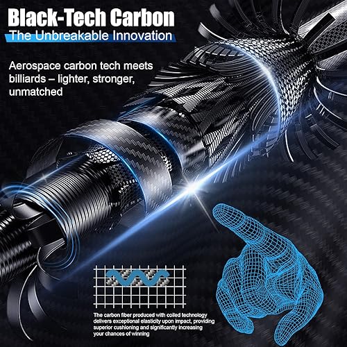 Miniatura 5 de PODAYUDE Taco de salto de fibra de carbono  3 piezas de taco de piscina de fibra de carbono Uni-Loc Junta Puntas de 0.508 in Puntas de Break Taco de