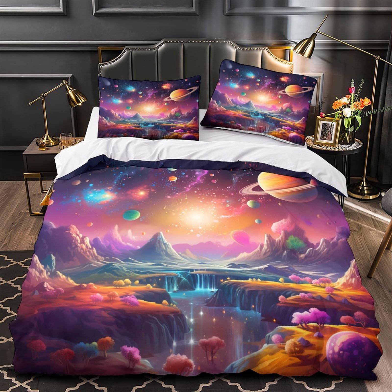 Housse de couette fantastique pour chambre d'enfant et ado galaxie