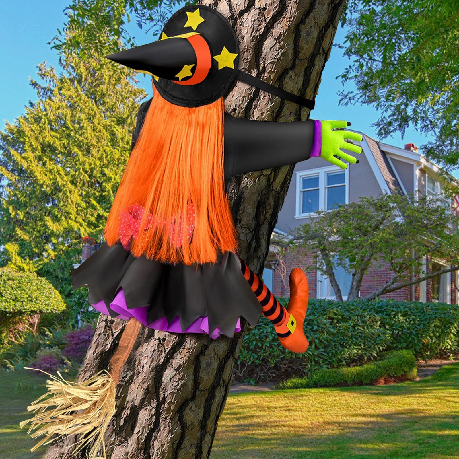 Decorazione Halloween Strega - Strega Che Si Schianta Contro Albero 100 Cm