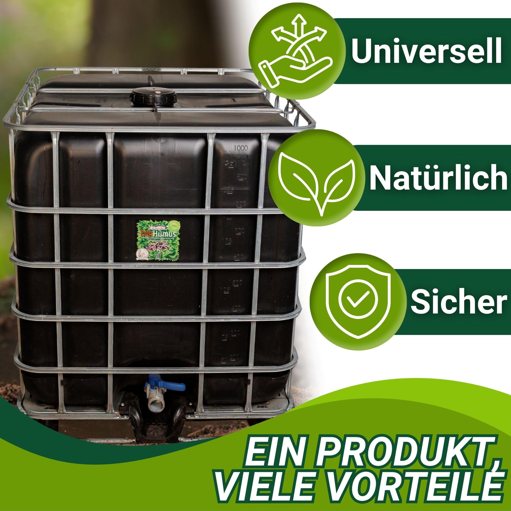 DżoHumus BIO Dünger 1000L Obst und Gemüsedünger | Compo Blumendünger Flüssig für Wachstum | Natürlicher Pflanzendünger für alle Grünpflanzen | Grünpflanzendünger für Große Garten