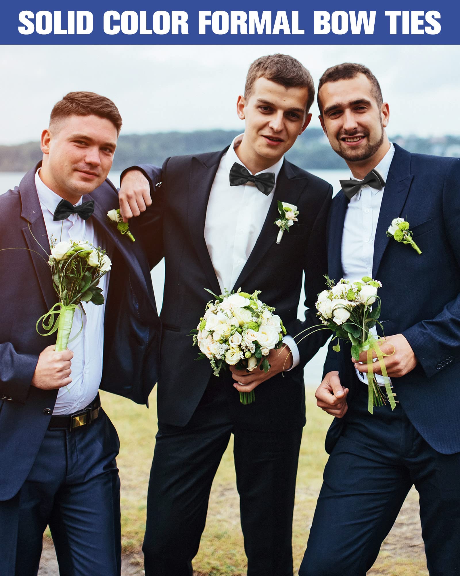 JaGely Herren-Fliegen, vorgebunden, Smoking, formell, verstellbar, Satin-Fliege für Herren, Kostüm, Hochzeit, Party, 40 Stück