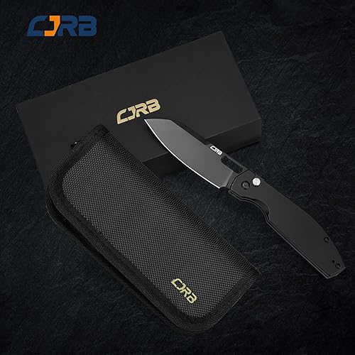 Miniatura 7 de CJRB - Cuchillo EDC de bolsillo Ekko (J1929) con bloqueo de botón, pequeño cuchillo plegable AR-RPM9 hoja de acero y mango de acero inoxidable PVD