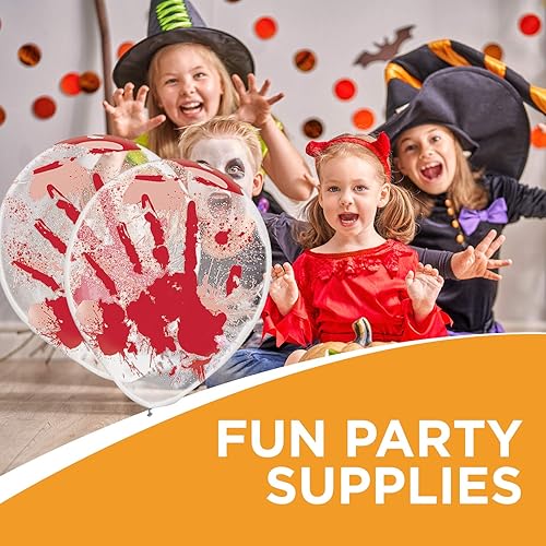 Miniatura 2 de Amscan Globos de látex transparente salpicados de sangre | 18 unidades | Ideal para tema de asilo embrujado, decoración de fiesta de Halloween