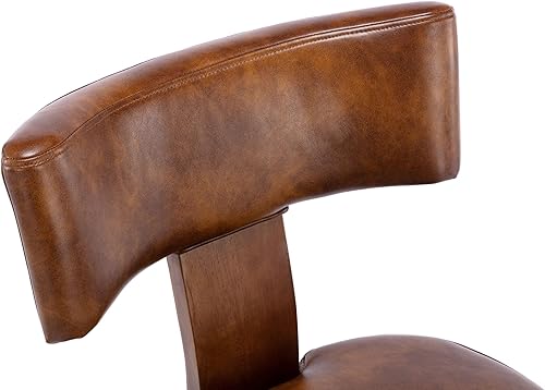 Miniatura 3 de VESCASA Sillas de comedor tapizadas con patas de madera, sillas de comedor acolchadas de piel sintética moderna de mediados de siglo con respaldo