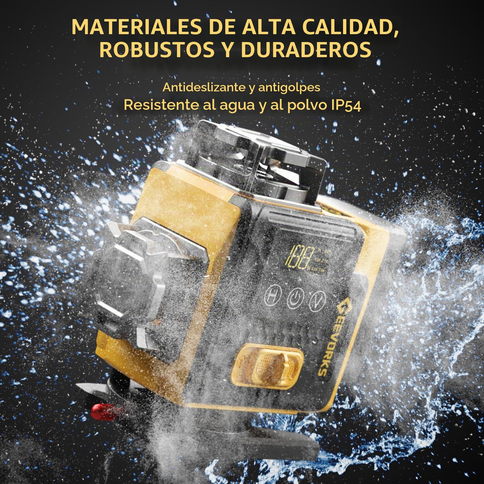 Geevorks Nivel Láser Autonivelante con Tripode,Nivel Laser Autonivelante 360 Grados 16 Líneas, Autonivelante de 3°,Alta Precisión,Pantalla Digital,2 * 2400 mAh Batería,Mando a Distancia